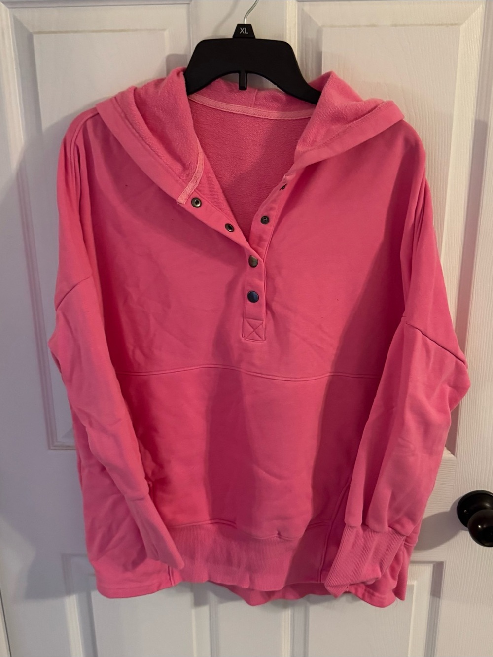 Women’s Pink Hooded Snap-Placket Pullover